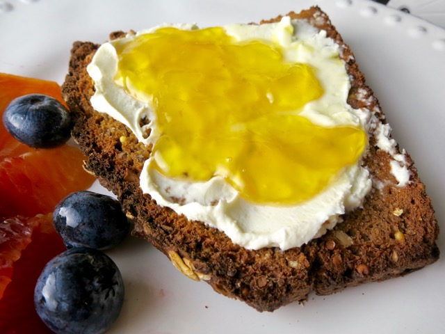 Cream Cheese & Lilikoi Jelly on Seeded Whole Grain Soda Bread