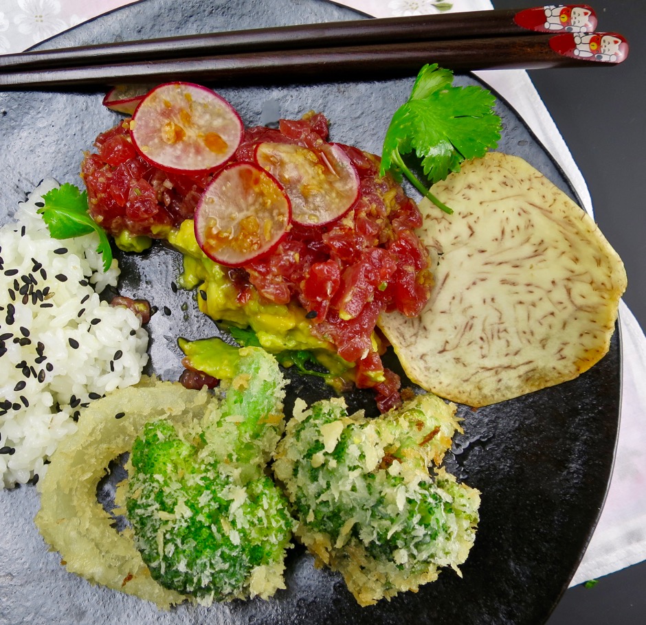 Tuna Tartare with Rice & Vegetable Tempura