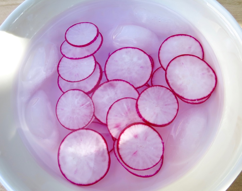 Radish Slices in Ice Bath