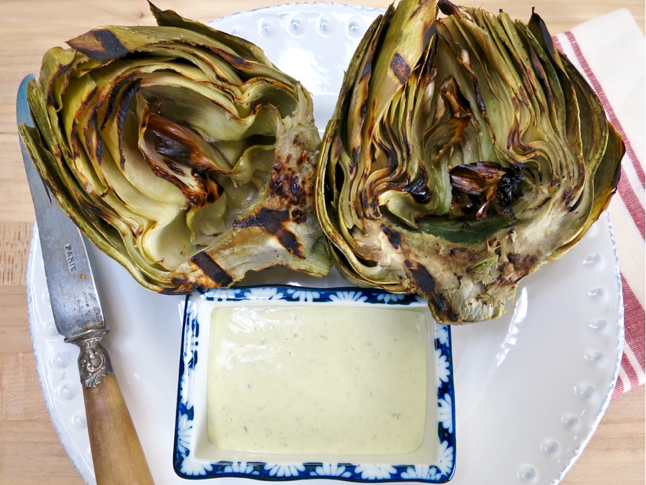 Grilled Artichokes with Nobis Dressing