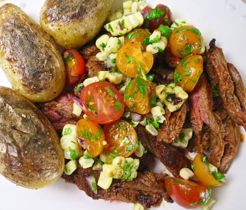 Dry-Rubbed Grilled Ribeye with Corn Salsa