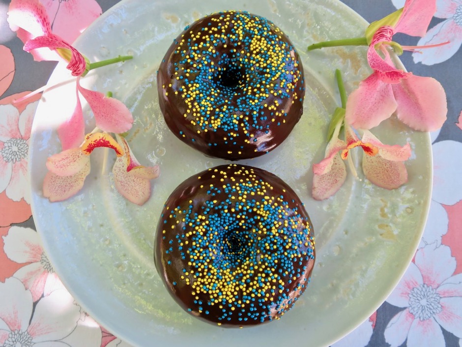 Baked Sour Cream Donuts with Chocolate Frosting