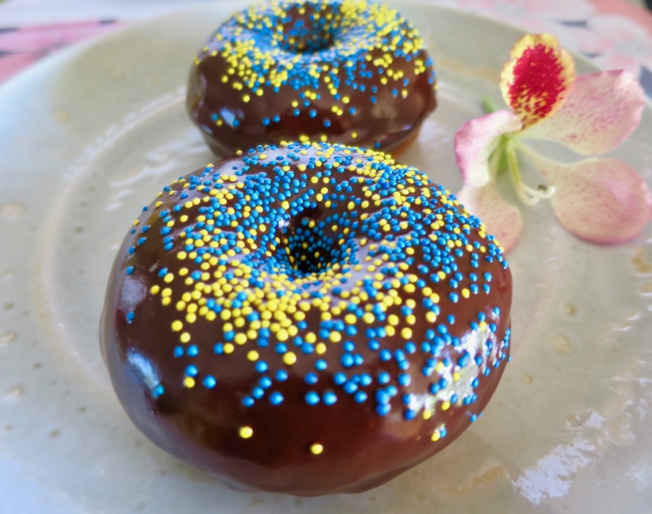 Baked Sour Cream Donuts with Chocolate Frosting