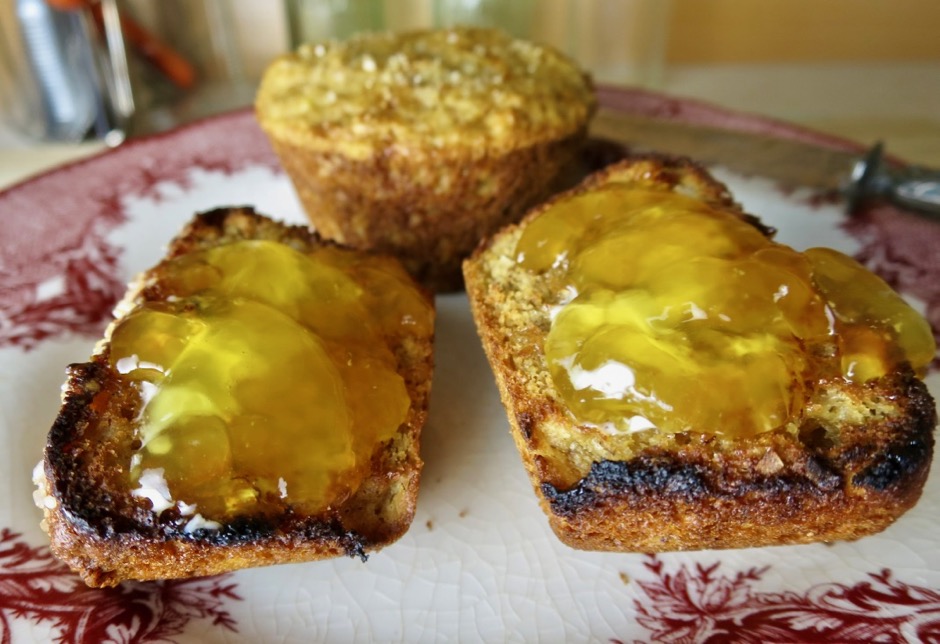 Toasted Whole Grain Muffins with Lilikoi Jelly