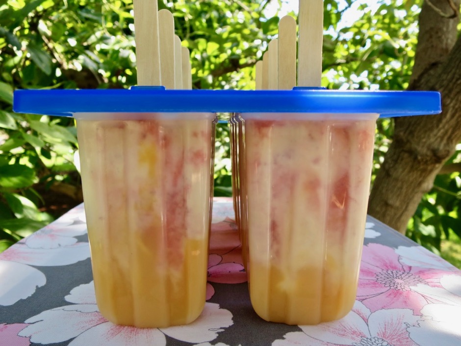 Mango Strawberry Vanilla Ice Cream Popsicles