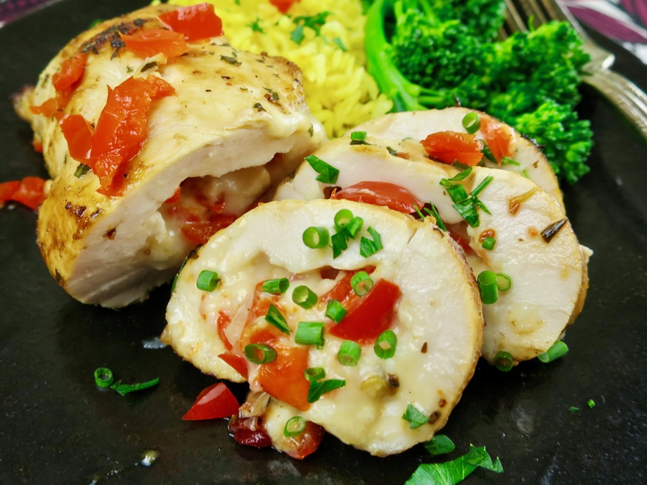 Stuffed Chicken Breasts with Peppadew Peppers, Cheese and Herbs