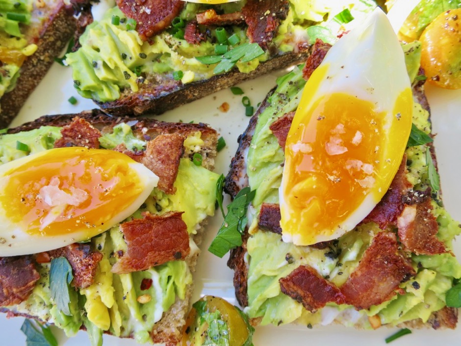 Eggs on Avocado Bacon Toast