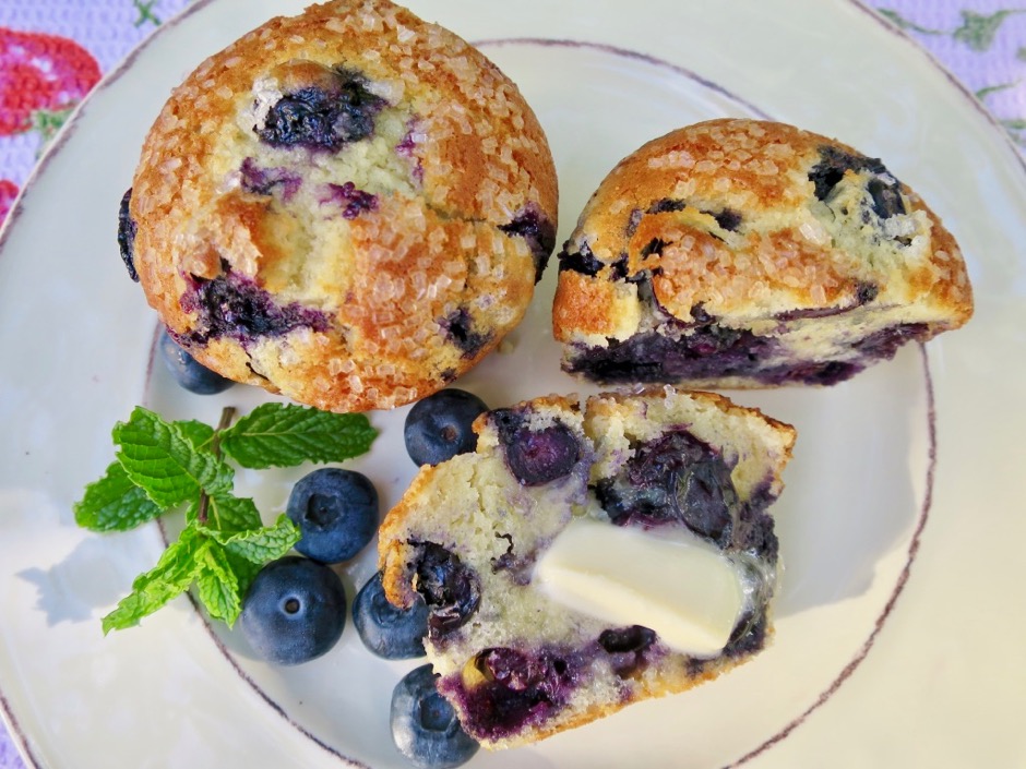 Crisp Sugar Topped Blueberry Muffins