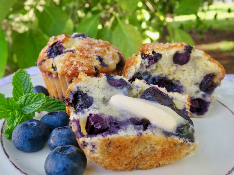 Crisp Sugar Topped Blueberry Muffins