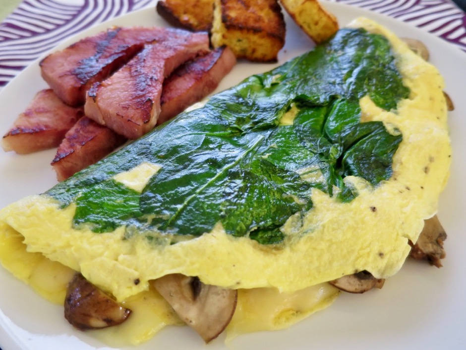 Spinach, Mushroom & Cheese Omelet