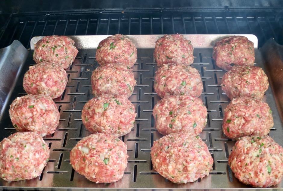 Meatballs in the smoker