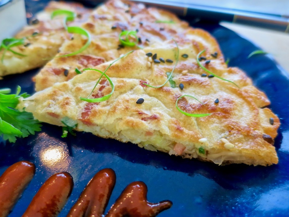 Kimchi Pancakes with Bacon Spam