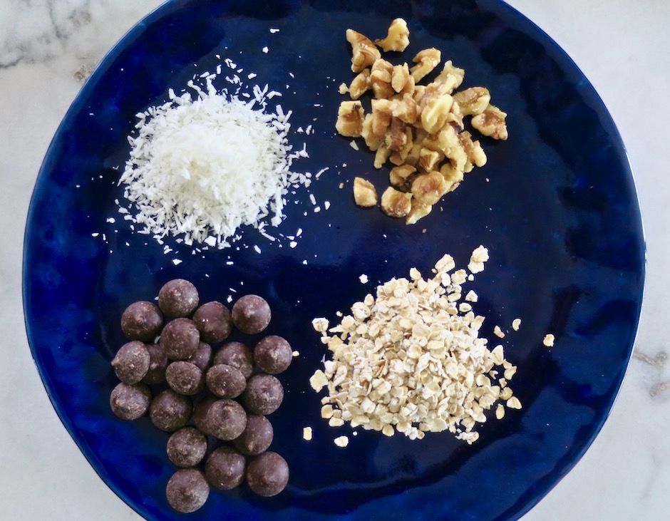 Shredded Coconut, Walnuts, Oatmeal, Chocolate