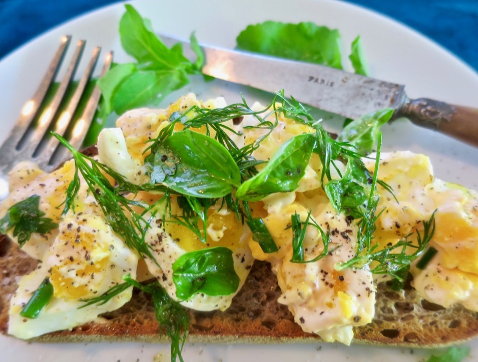 Egg Salad Tartine with Mixed Herbs