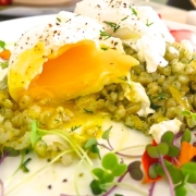 Sorrel Rice with Poached Eggs