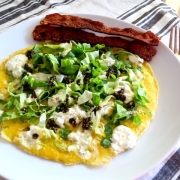Open -Face Omelets with Spicy Feta and Escarole