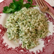 Garlicky Baked White Rice with Cilantro