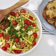 Tomato-Wax Bean Salad with Chickpeas, Feta and Dill