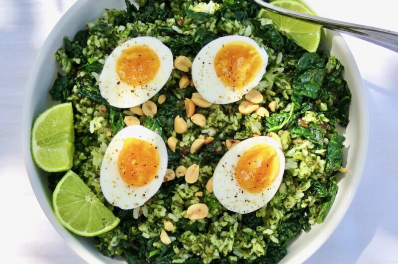 Green Rice & Jammy Eggs