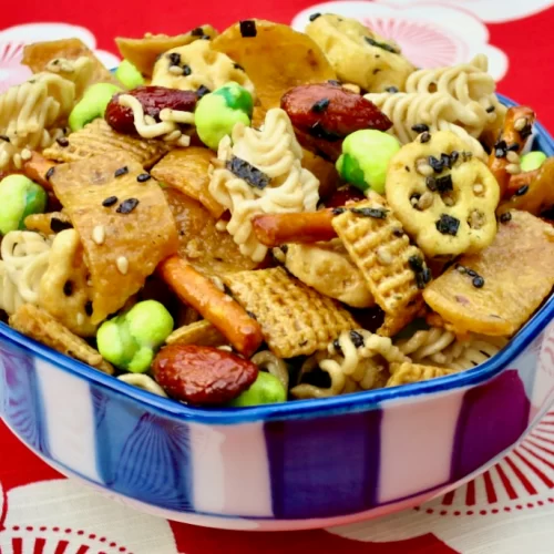 Chex Mix with Crispy Ramen & Wasabi Peas - My Lilikoi Kitchen